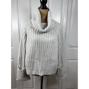 Jason Wu Knit Pullover Cowl Neck Sweater Light Gray L